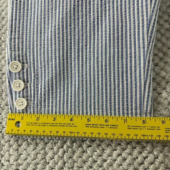 Talbots Pants Womens 14 White Blue Striped Textured Skimmer Mid Rise Capri New - Picture 9 of 15
